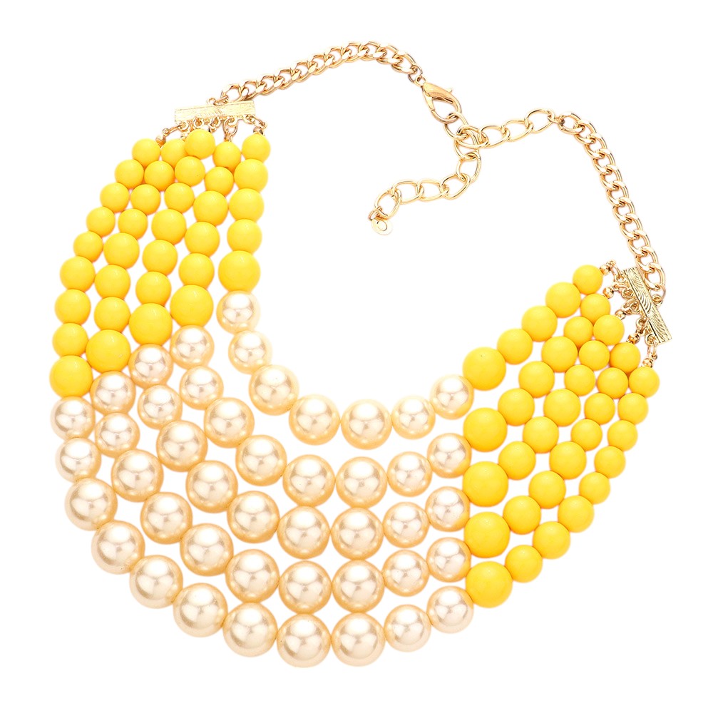 Chunky Multi Strand Pearl Bib Necklace