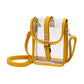 Faux Leather Belt Buckle Pointed Transparent Crossbody Bag - Mustard - Crossbody Bag