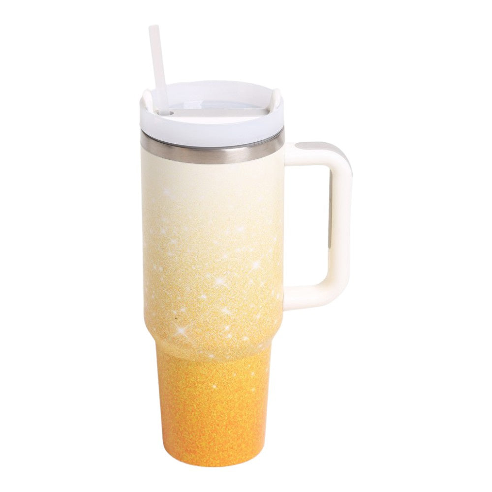 Mustard Gradient 40oz Double Wall Stainless Steel Tumbler, thanks to its double-wall insulation, provides ultimate temperature control for your favourite beverages. The tumbler features a sleek gradient design and a convenient handle for easy carrying. Stay hydrated and stylish on the go with this durable and functional tumbler.