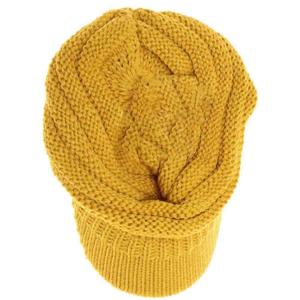Knit Beanie Tail C.C Cap - Mustard - Beanies