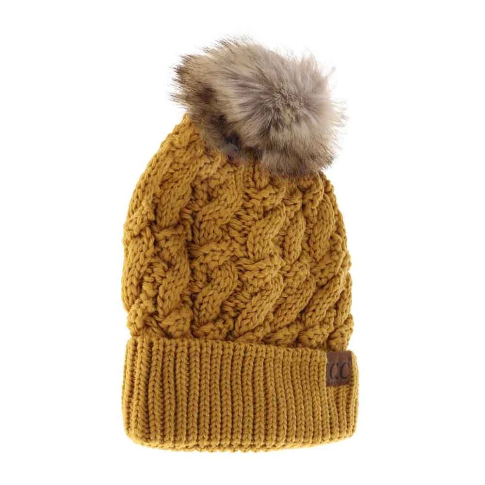 Mustard Ribbed Cable Knit Fur Pom Beanie combines classic cable knit craftsmanship with a contemporary ribbed texture for enhanced flexibility and fit. Crafted to provide warmth without compromising breathability, this beanie features a soft fur pompom for a stylish accent. Its structured design ensures lasting comfort, making it an ideal accessory for cold weather while maintaining a polished, sophisticated look. 