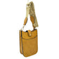 Vegan Leather Crossbody Bag with Adjustable Guitar Straps - Mustard - Crossbody Bags