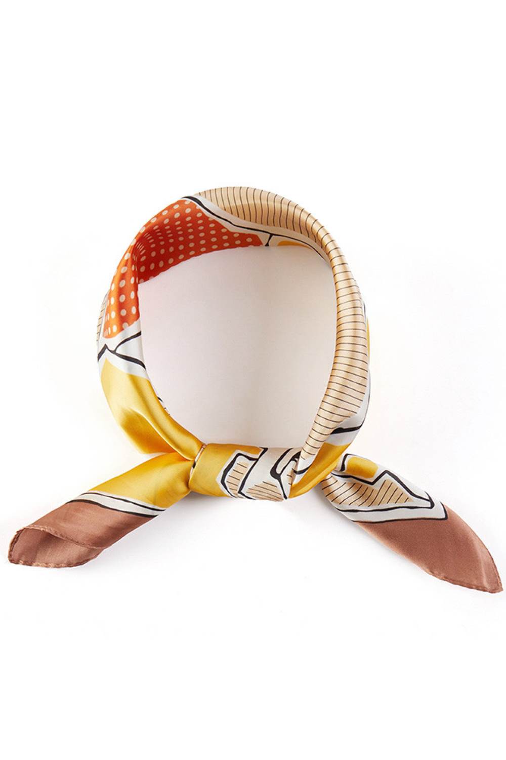 Mustard Elevate your accessory game with this stunning bandana scarf featuring a bold horses and leopard pattern print. Crafted from 100% lightweight polyester, it drapes beautifully and feels silky soft against your skin. The generous 27.5" x 27.5" square size offers versatile styling options wear it as a headscarf, neck wrap, or tie it to your bag for an instant style boost. Perfect for adding a wild, fashion-forward touch to any outfit.