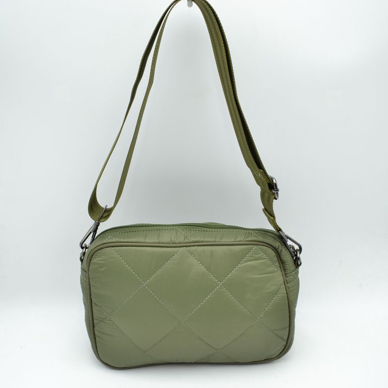 Quilted Puffer Crossbody Bag with Adjustable Webbing Strap - Crossbody Bags