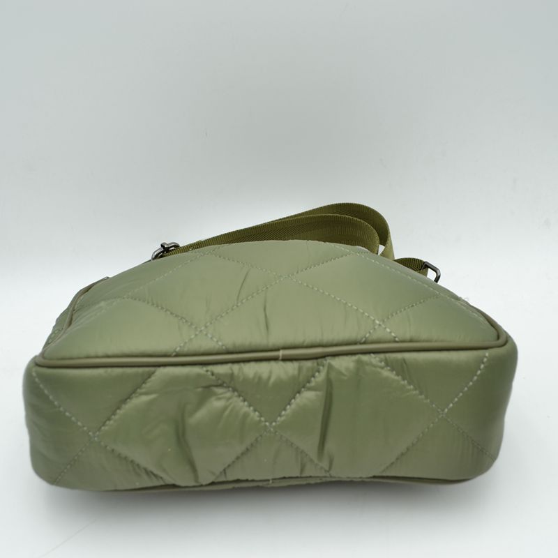 Quilted Puffer Crossbody Bag with Adjustable Webbing Strap - Crossbody Bags
