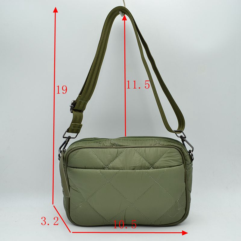 Quilted Puffer Crossbody Bag with Adjustable Webbing Strap - Crossbody Bags