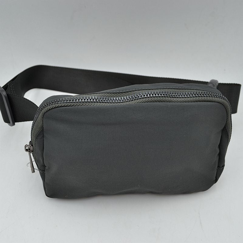 Minimalist Adjustable Strap Belt Bag and Everyday Crossbody Pouch - Dark Gray - Belt Bag With Chain