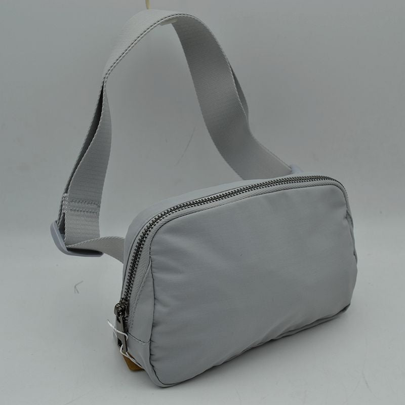 Minimalist Adjustable Strap Belt Bag and Everyday Crossbody Pouch - Light Gray - Belt Bag With Chain