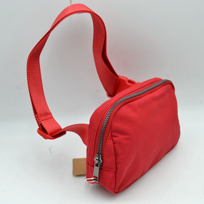Minimalist Adjustable Strap Belt Bag and Everyday Crossbody Pouch - Red - Belt Bag With Chain