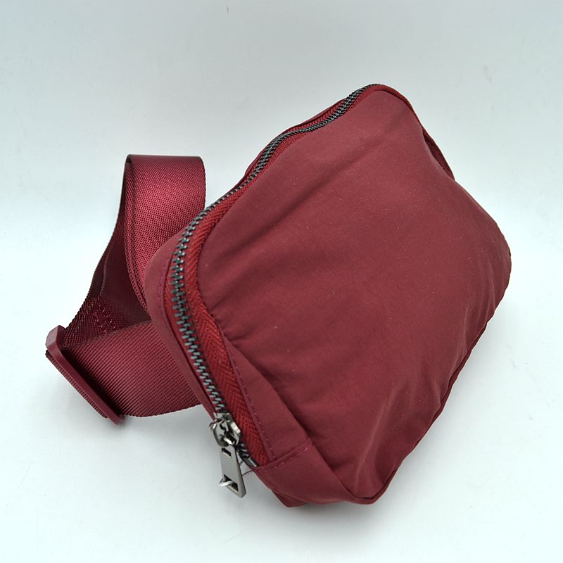 Minimalist Adjustable Strap Belt Bag and Everyday Crossbody Pouch - Wine - Belt Bag With Chain