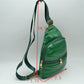 Quilted Puffer Sling Backpack with Front Zipper Pocket and Adjustable Strap - Black - Backpacks