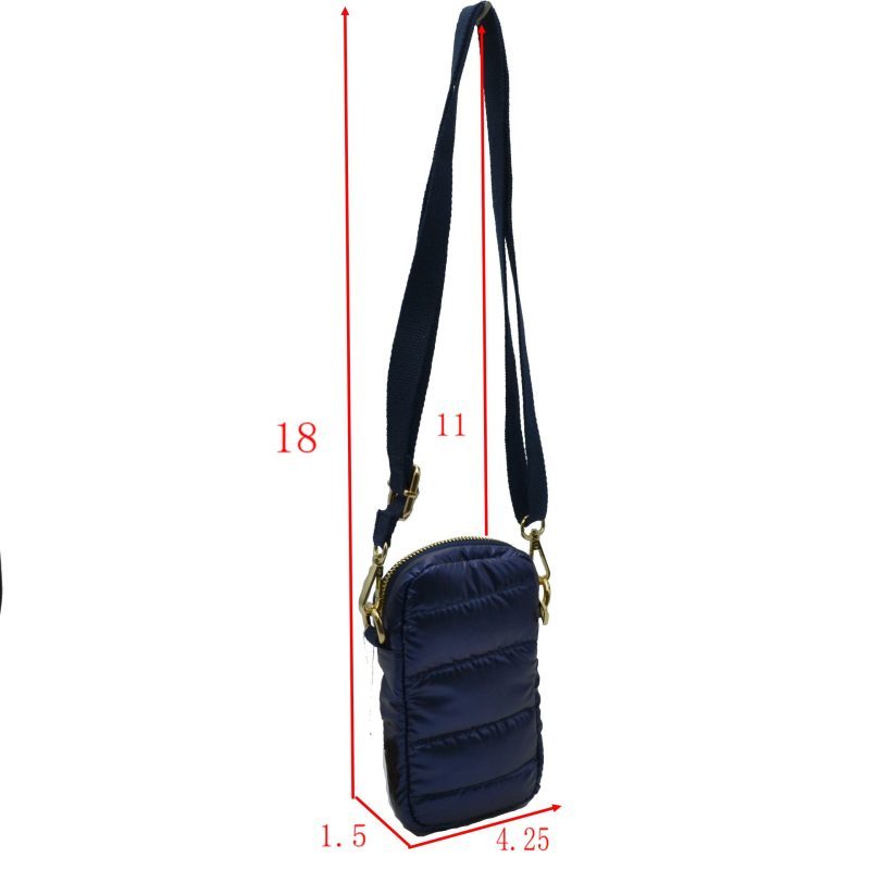 Compact Puffer Crossbody Bag Mini Vertical Shoulder Bag with Adjustable Strap - Crossbody Bags