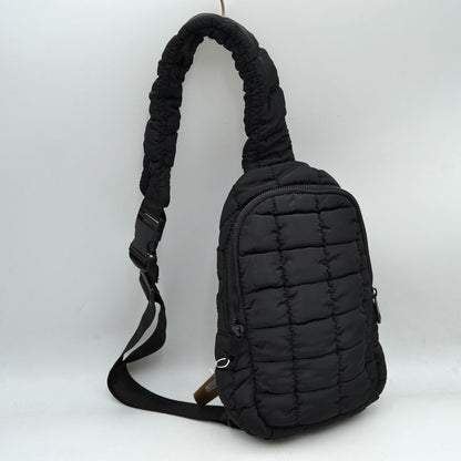Modern Quilted Puffer Sling Backpack - Black - Backpacks