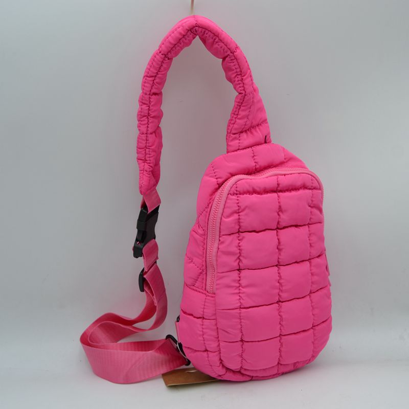 Modern Quilted Puffer Sling Backpack - Fuchsia - Backpacks