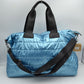 Horizontal Puffer Quilted Weekender Travel Duffel Bag with Shoulder Strap - Duffel Bag