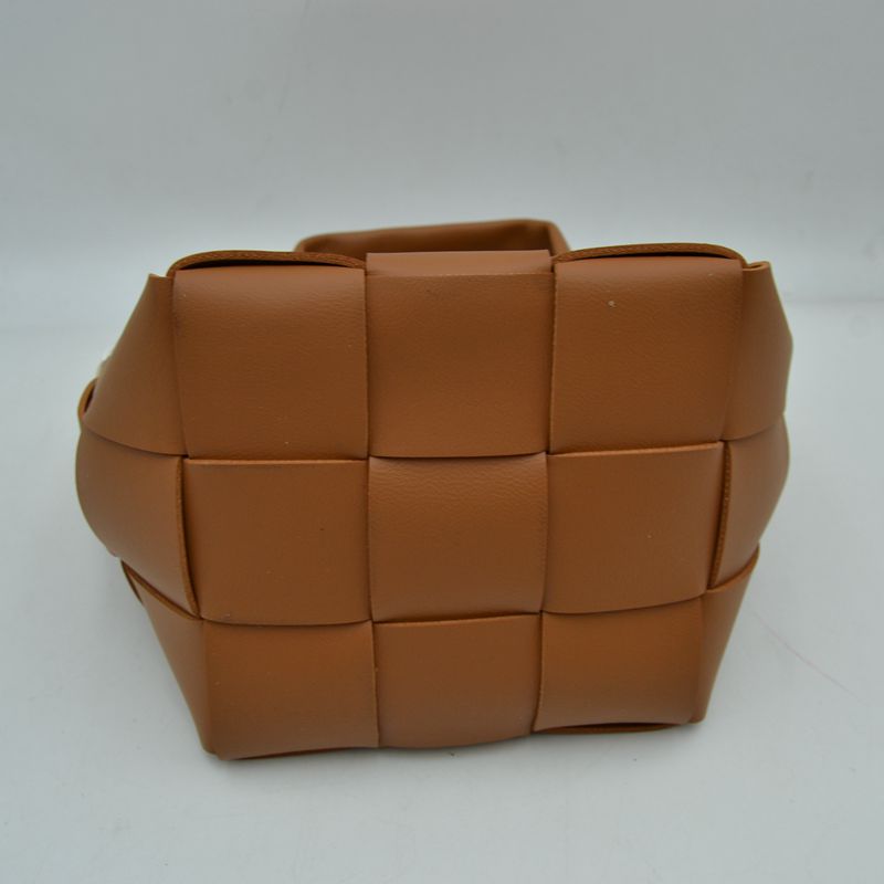 Wide Woven Basket Square Top-Handle Mini Tote Bag with Crossbody Strap - Shoulder Bag