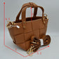 Wide Woven Basket Square Top-Handle Mini Tote Bag with Crossbody Strap - Shoulder Bag