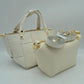 Wide Woven Basket Square Top-Handle Mini Tote Bag with Crossbody Strap - Shoulder Bag