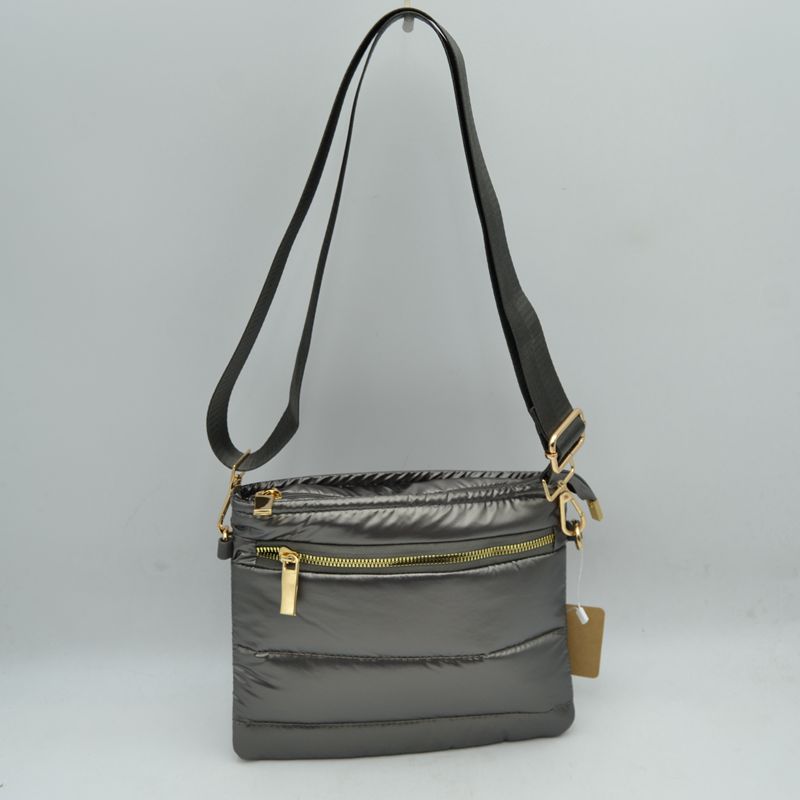 Sleek Multi-Pocket Puffer Crossbody Bag - Stone - Crossbody Bags