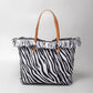Classic Trapeze Tote Bag with Dual Handles and Ring Detail - Zebra - Tote Bag
