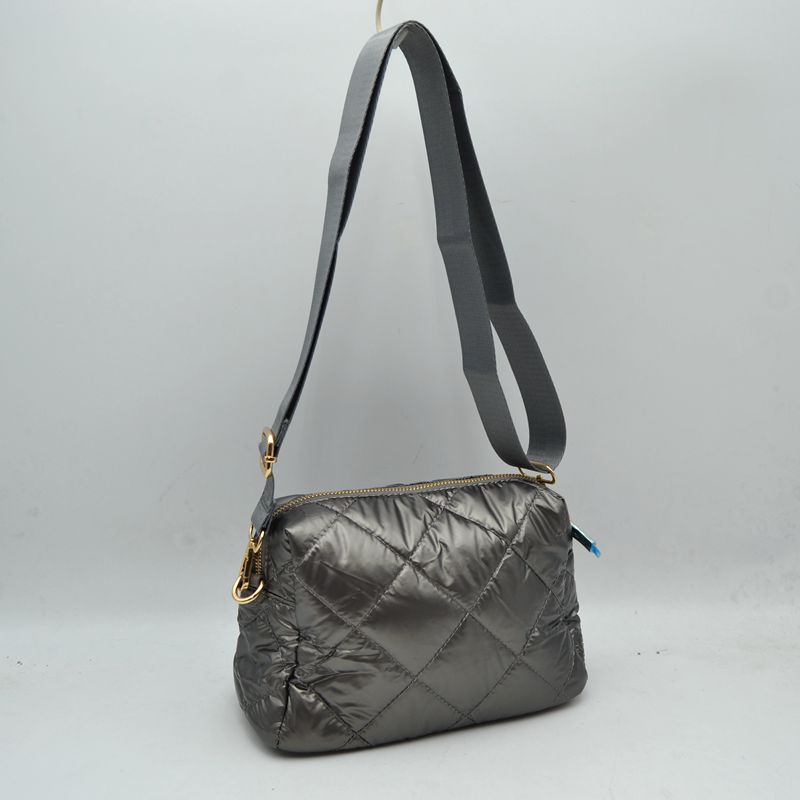 Quilted Puffer Crossbody Bag Shoulder Purse with Adjustable Strap - Stone - Crossbody Bags