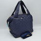 Stylish Diamond-Quilted Puffer Crossbody & Satchel Bag - Navy Blue - Satchel Bag