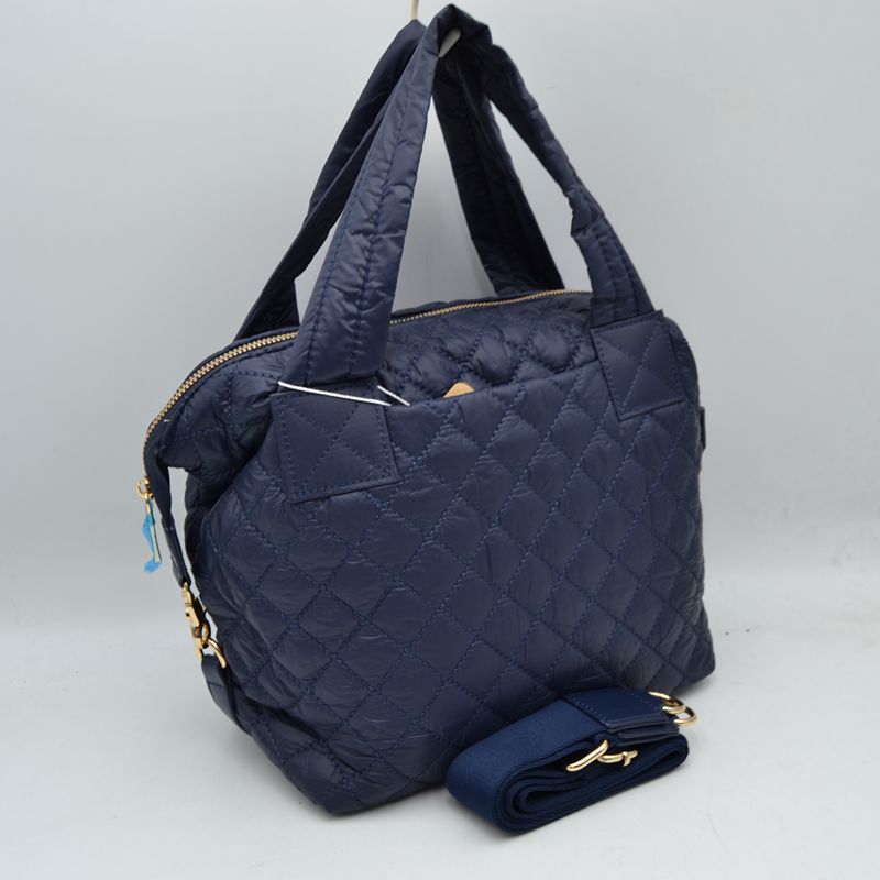Stylish Diamond-Quilted Puffer Crossbody & Satchel Bag - Navy Blue - Satchel Bag