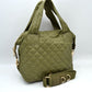 Stylish Diamond-Quilted Puffer Crossbody & Satchel Bag - Olive - Satchel Bag
