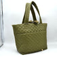 Quilted Tote Bag with Padded Dual Handles - Olive - Tote Bag