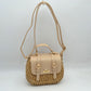 Woven Straw Satchel Bag with Faux Leather Flap and Double Buckle Accent - Beige - Satchel Bag