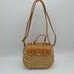 Woven Straw Satchel Bag with Faux Leather Flap and Double Buckle Accent - Satchel Bag