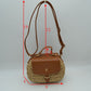 Chic Straw Woven Saddle Bag with Flap & Crossbody Strap - Saddle Bags