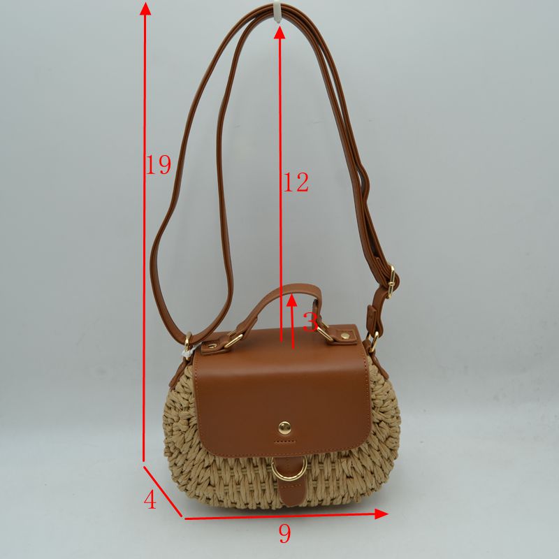 Chic Straw Woven Saddle Bag with Flap & Crossbody Strap - Saddle Bags
