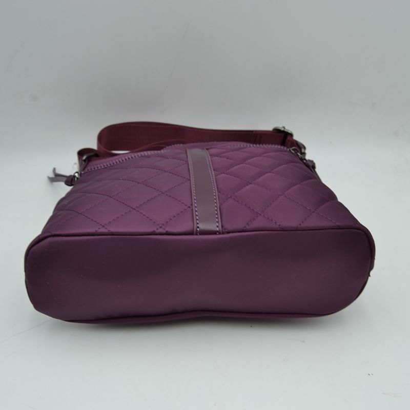Quilted Crossbody Bag with Front Zipper Pockets and Adjustable Strap - Crossbody Bags