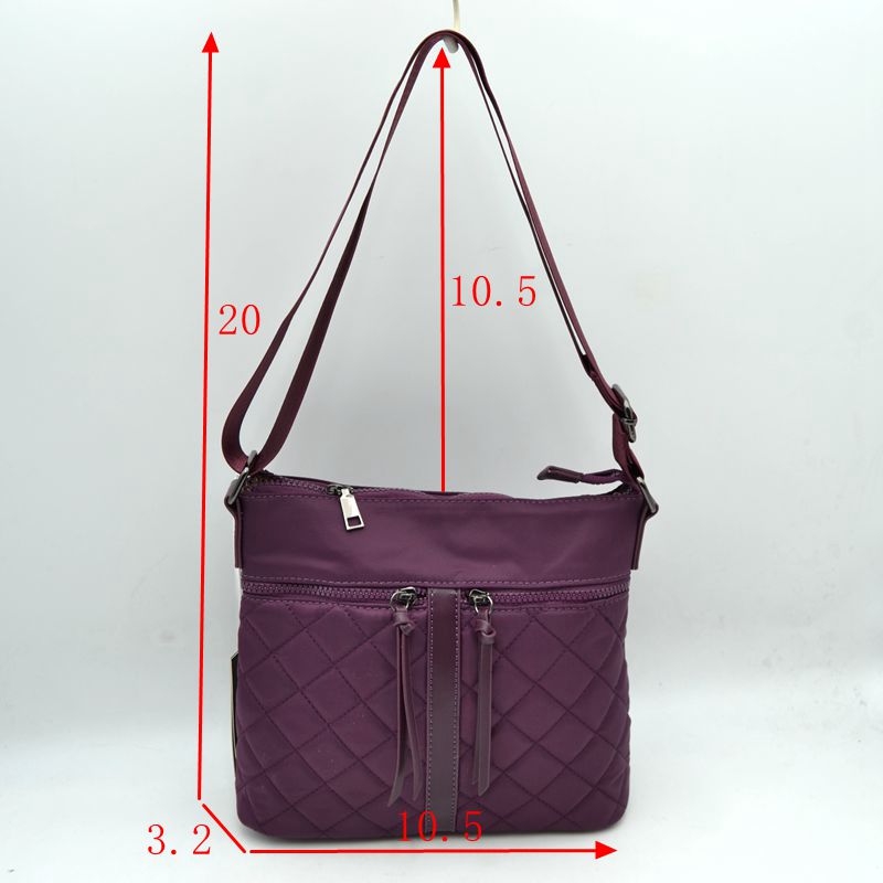 Quilted Crossbody Bag with Front Zipper Pockets and Adjustable Strap - Crossbody Bags