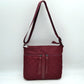 Quilted Crossbody Bag with Front Zipper Pockets and Adjustable Strap - Wine - Crossbody Bags