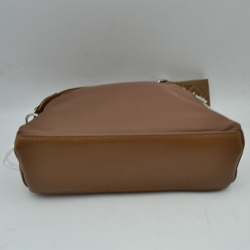 Multi-Zipper Nylon Crossbody Bag with Wide Textured Strap - Crossbody Bags