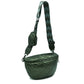 Chevron Strap Puffer Sling Bag | Crossbody Bag with Coin Pouch - Olive - Crossbody Bags