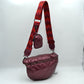 Chevron Strap Puffer Sling Bag | Crossbody Bag with Coin Pouch - Wine - Crossbody Bags