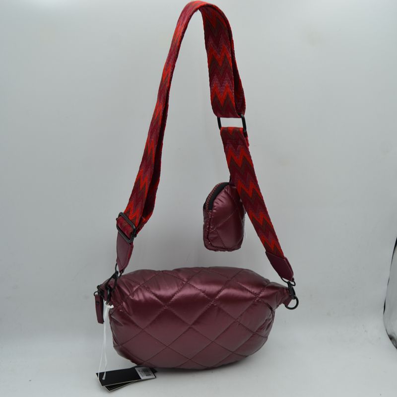 Chevron Strap Puffer Sling Bag | Crossbody Bag with Coin Pouch - Crossbody Bags