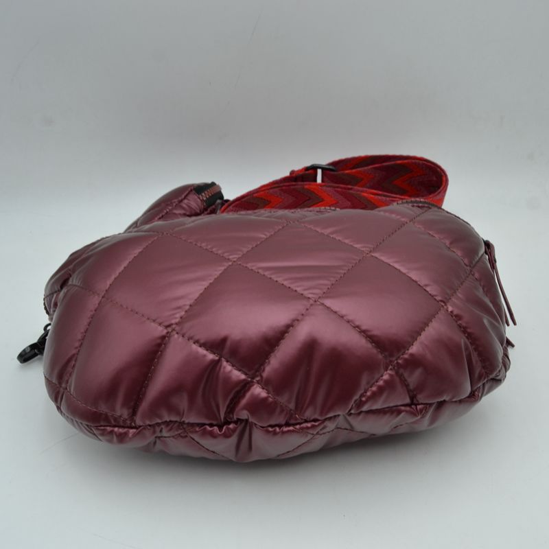 Chevron Strap Puffer Sling Bag | Crossbody Bag with Coin Pouch - Crossbody Bags