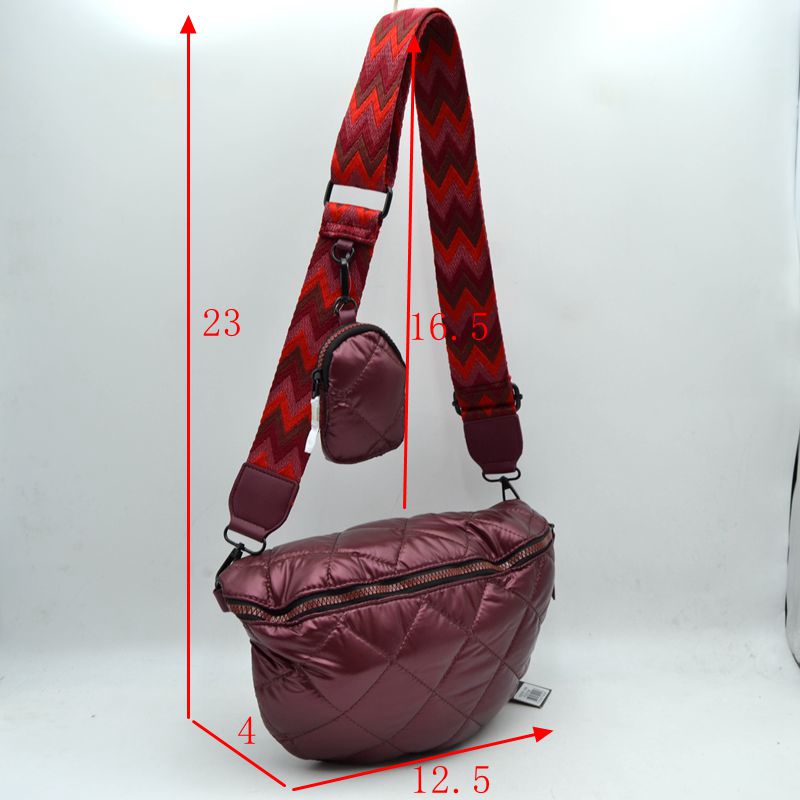 Chevron Strap Puffer Sling Bag | Crossbody Bag with Coin Pouch - Crossbody Bags