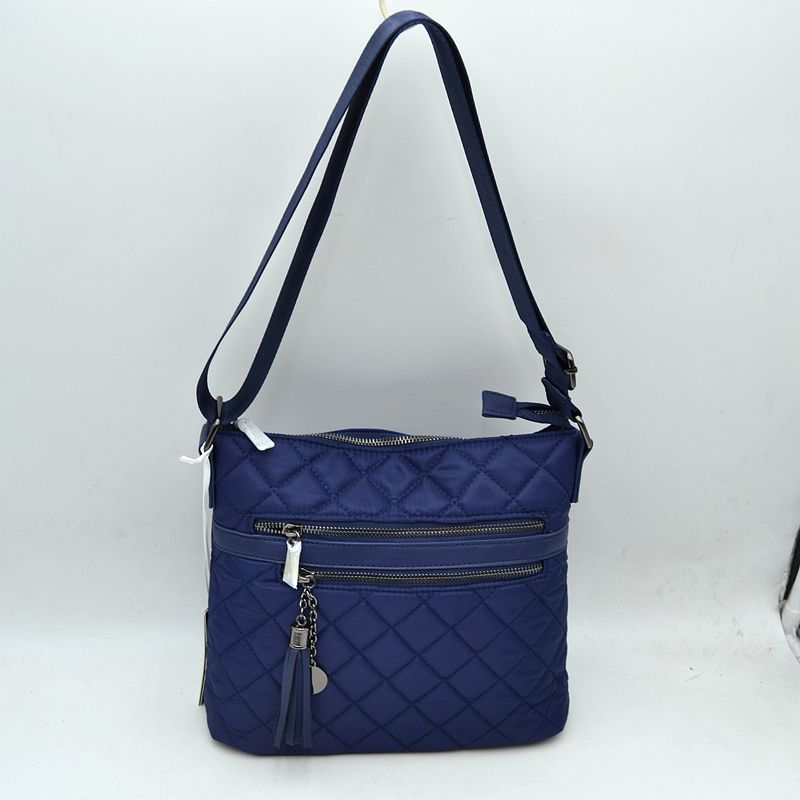 Quilted Crossbody Bag with Adjustable Shoulder Strap - Navy-blue - Crossbody Bag