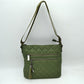 Quilted Crossbody Bag with Adjustable Shoulder Strap - Olive - Crossbody Bag