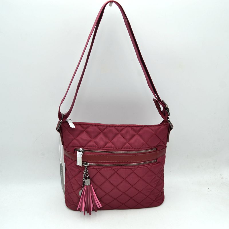 Quilted Crossbody Bag with Adjustable Shoulder Strap - Wine - Crossbody Bag