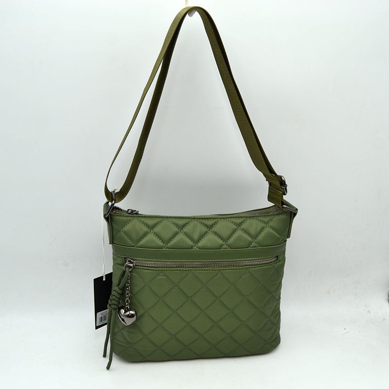 Quilted Crossbody Bag with Adjustable Strap - Olive - Crossbody Bag