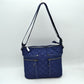 Classic Quilted Nylon Crossbody Bag with Multi-Zipper Pockets - Navy Blue - Crossbody Bags