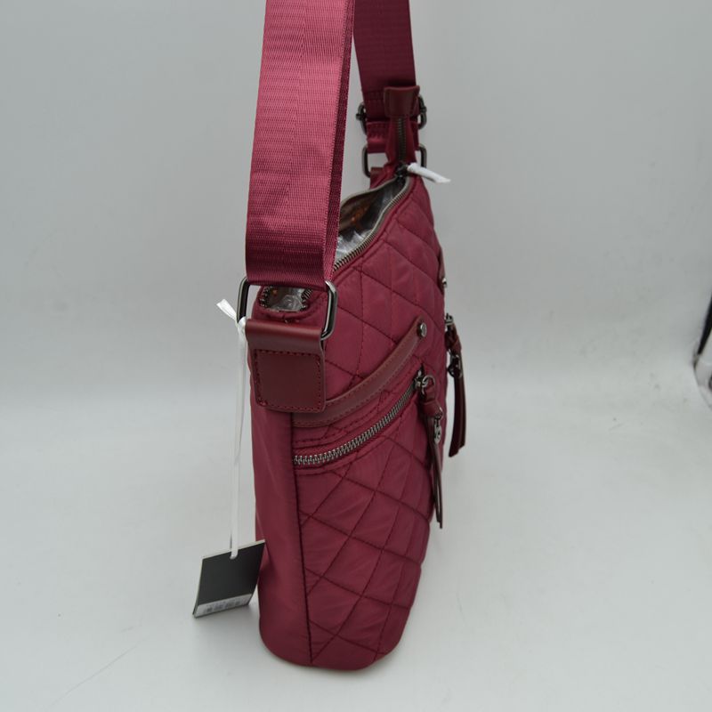 Classic Quilted Nylon Crossbody Bag with Multi-Zipper Pockets - Crossbody Bags