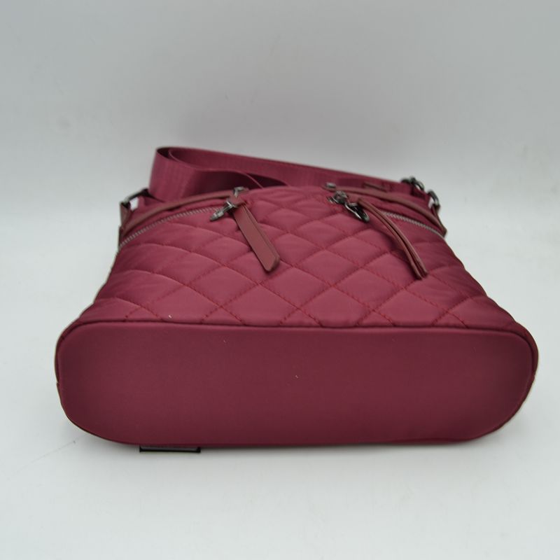 Classic Quilted Nylon Crossbody Bag with Multi-Zipper Pockets - Crossbody Bags