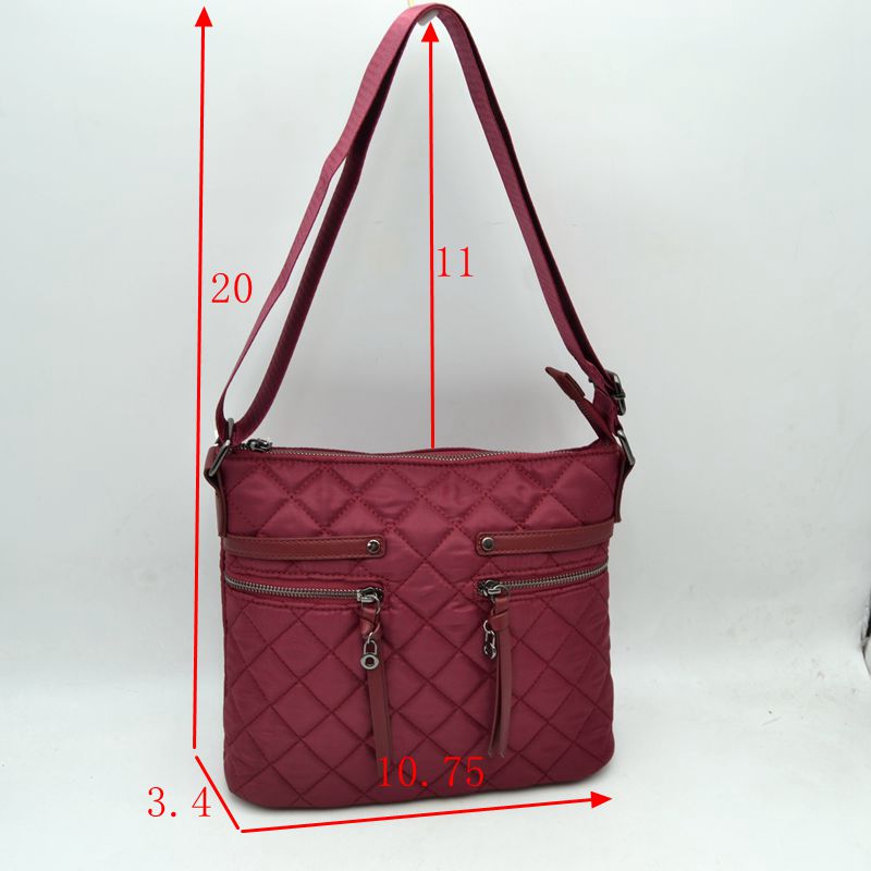 Classic Quilted Nylon Crossbody Bag with Multi-Zipper Pockets - Crossbody Bags